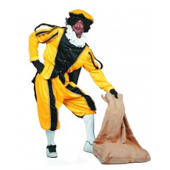 Piet im. fluweel geel/zwart