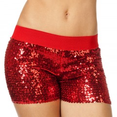 Hotpants pailletten rood