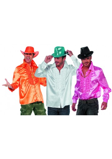 Ruchesblouse satijn oranje